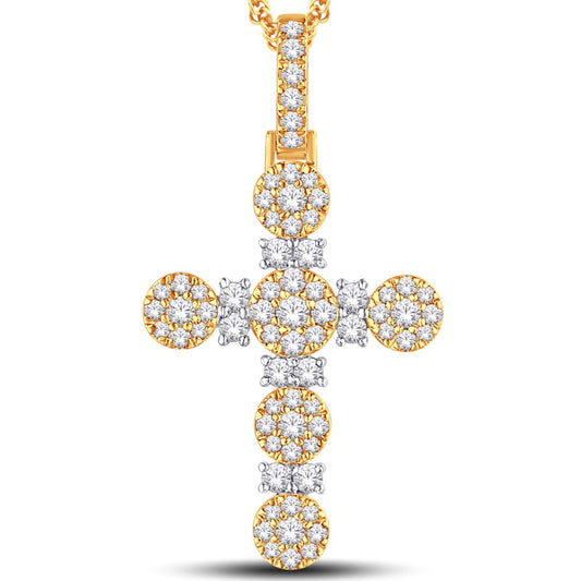 10 Karat All Yellow Gold 1.20 Carat Diamonds Latin Cross HipHop Pendant-1025772-ALY