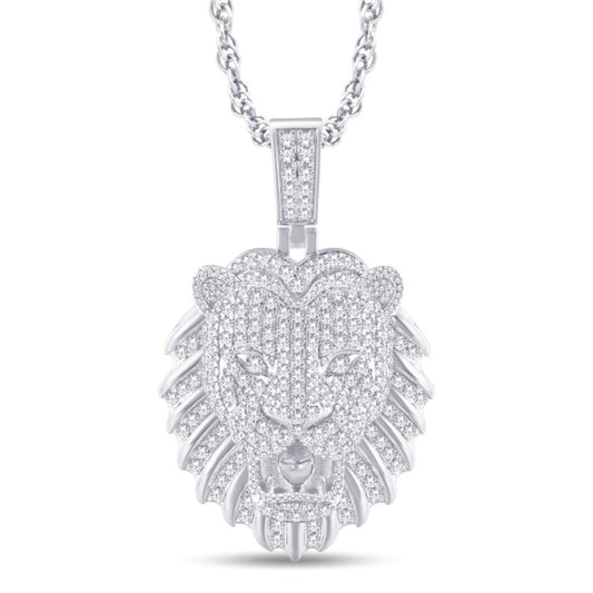 10 Karat White Gold 3.29 Carat Diamonds Lion Face HipHop Pendant-1025789-WG