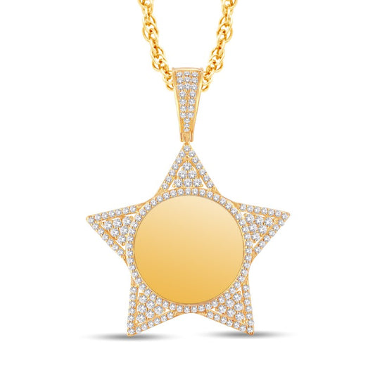 10 Karat All Yellow Gold 3.08 Carat Diamonds Star Memory Charms HipHop Pendant-1026064-ALY