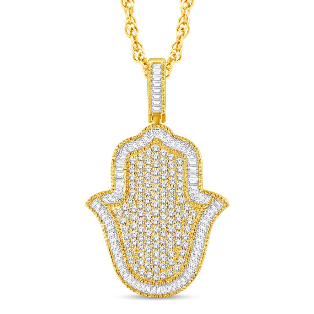 10 Karat All Yellow Gold 3.21 Carat Diamonds Humsa HipHop Pendant-1026082-ALY