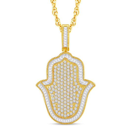 10 Karat All Yellow Gold 3.21 Carat Diamonds Humsa HipHop Pendant-1026082-ALY