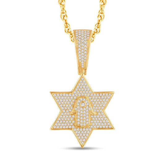 10 Karat All Yellow Gold 0.73 Carat Diamonds Star HipHop Pendant-1026097-ALY