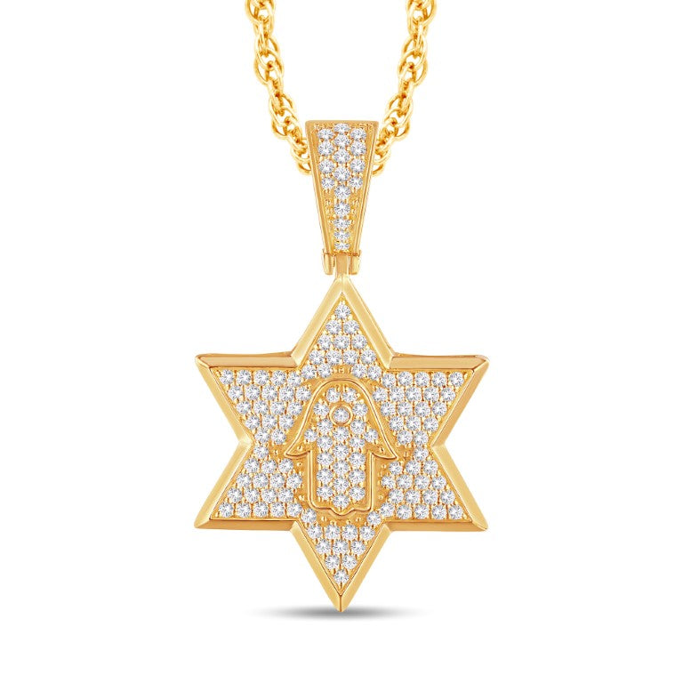 10 Karat All Yellow Gold 2.09 Carat Diamonds Star HipHop Pendant-1026098-ALY