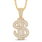 10 Karat All Yellow Gold 1.59 Carat Diamonds Dollar HipHop Pendant-1026101-ALY