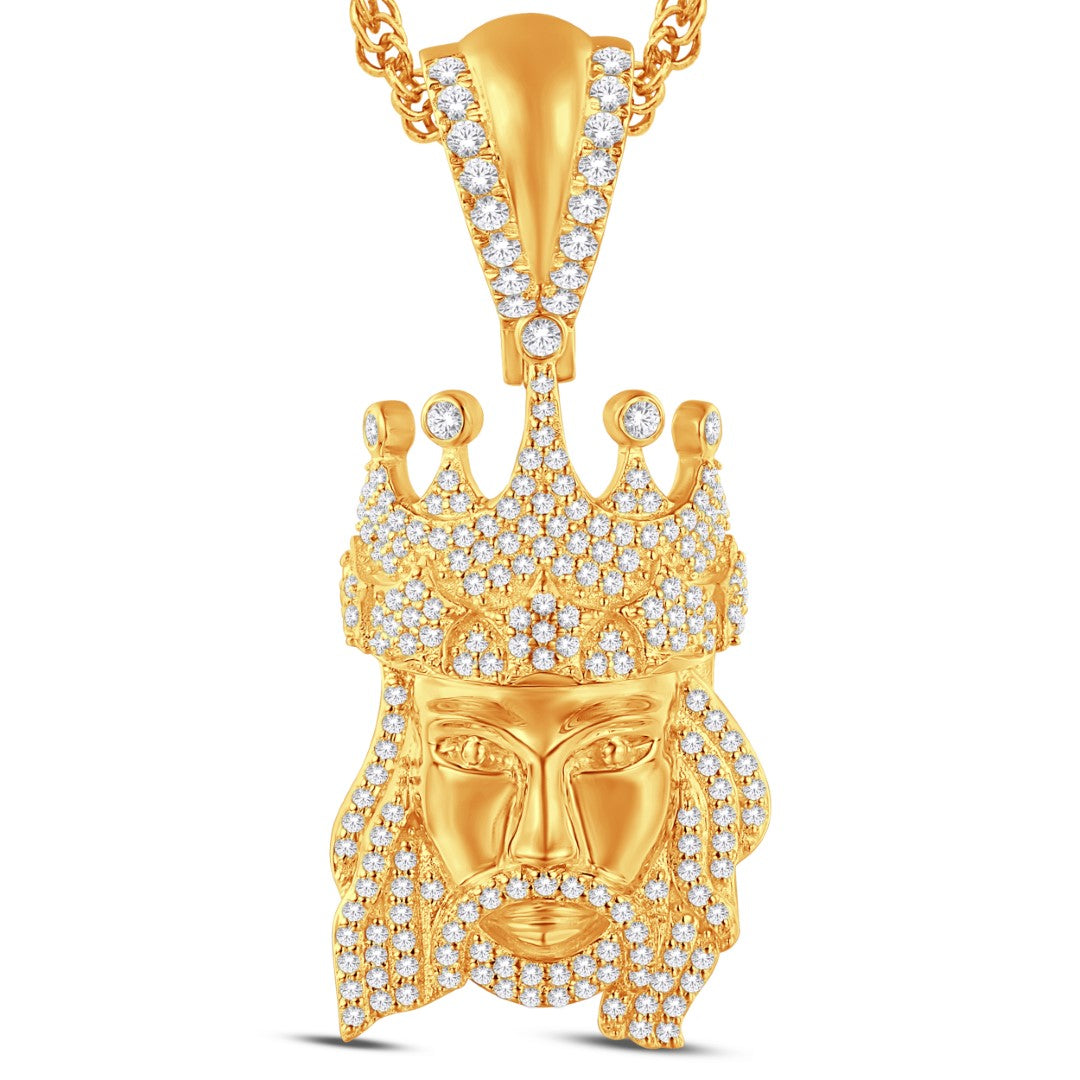 10 Karat All Yellow Gold 0.77 Carat Diamonds King Face HipHop Pendant-1026130-ALY