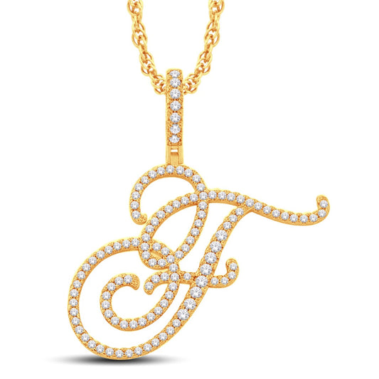 10 Karat All Yellow Gold 0.95 Carat Diamonds Initial (F) HipHop Pendant-1026188-ALY