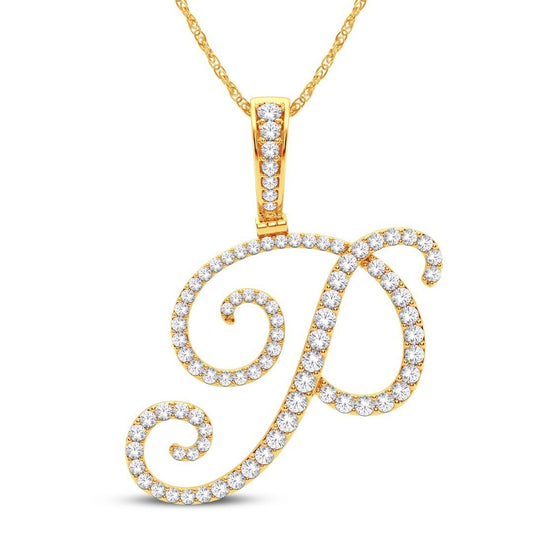 10 Karat All Yellow Gold 1.06 Carat Diamonds Initial (P) HipHop Pendant-1026194-ALY