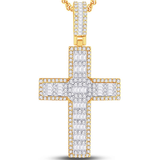 10 Karat Yellow Gold 3.33 Carat Diamonds Latin Cross HipHop Pendant-1026221-YG