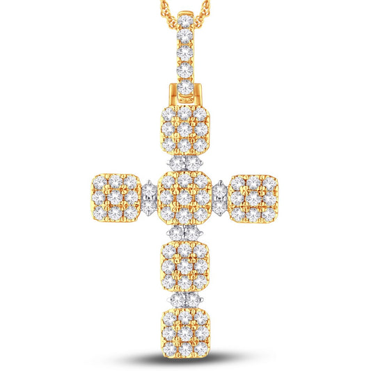 10 Karat Two-Tone Gold 1.60 Carat Diamonds Latin Cross HipHop Pendant-1026222-TT