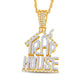 10 Karat Two-Tone (Yellow and White) Gold 1.38 Carat Diamonds House HipHop Pendant-1026317-YW