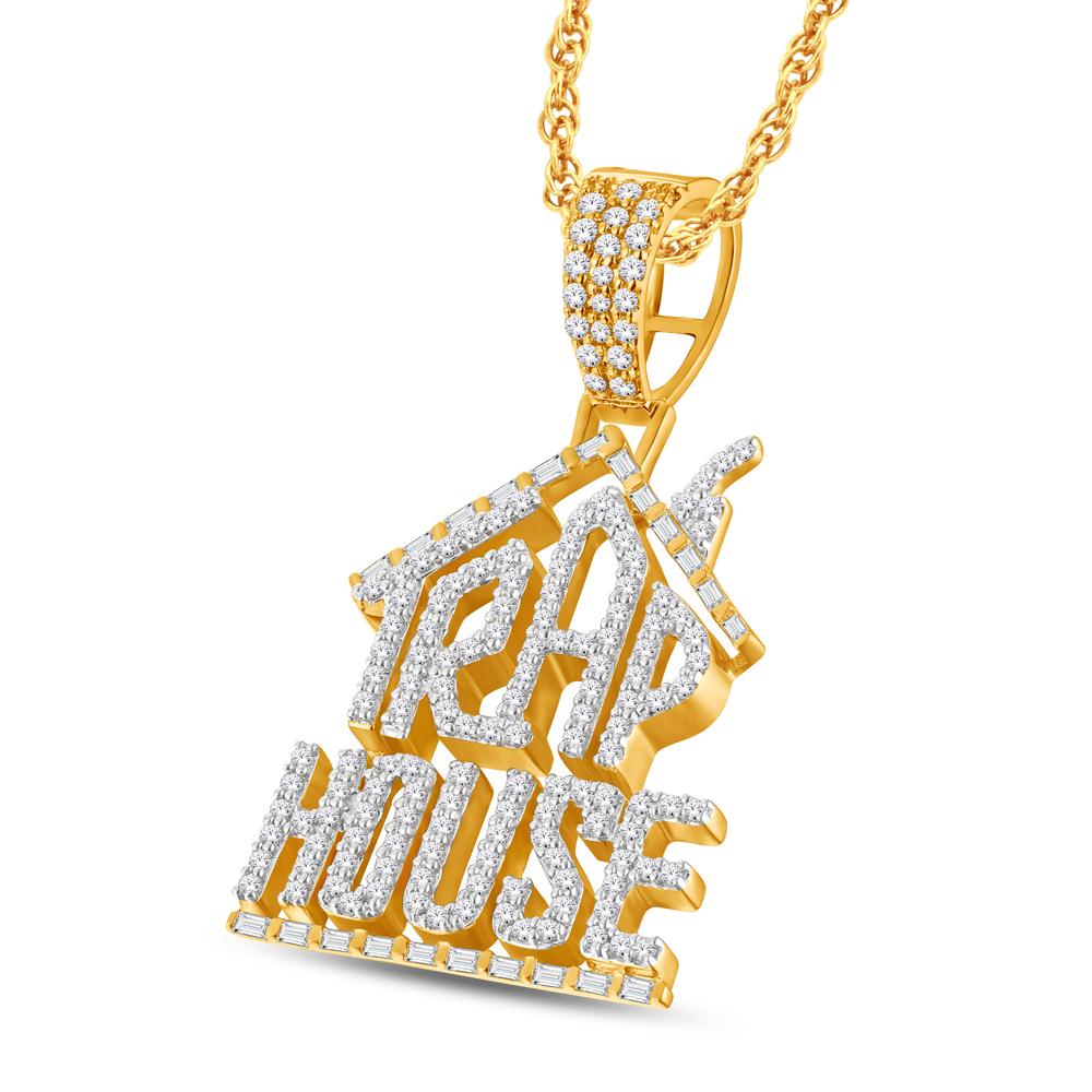 10 Karat Two-Tone (Yellow and White) Gold 1.38 Carat Diamonds House HipHop Pendant-1026317-YW