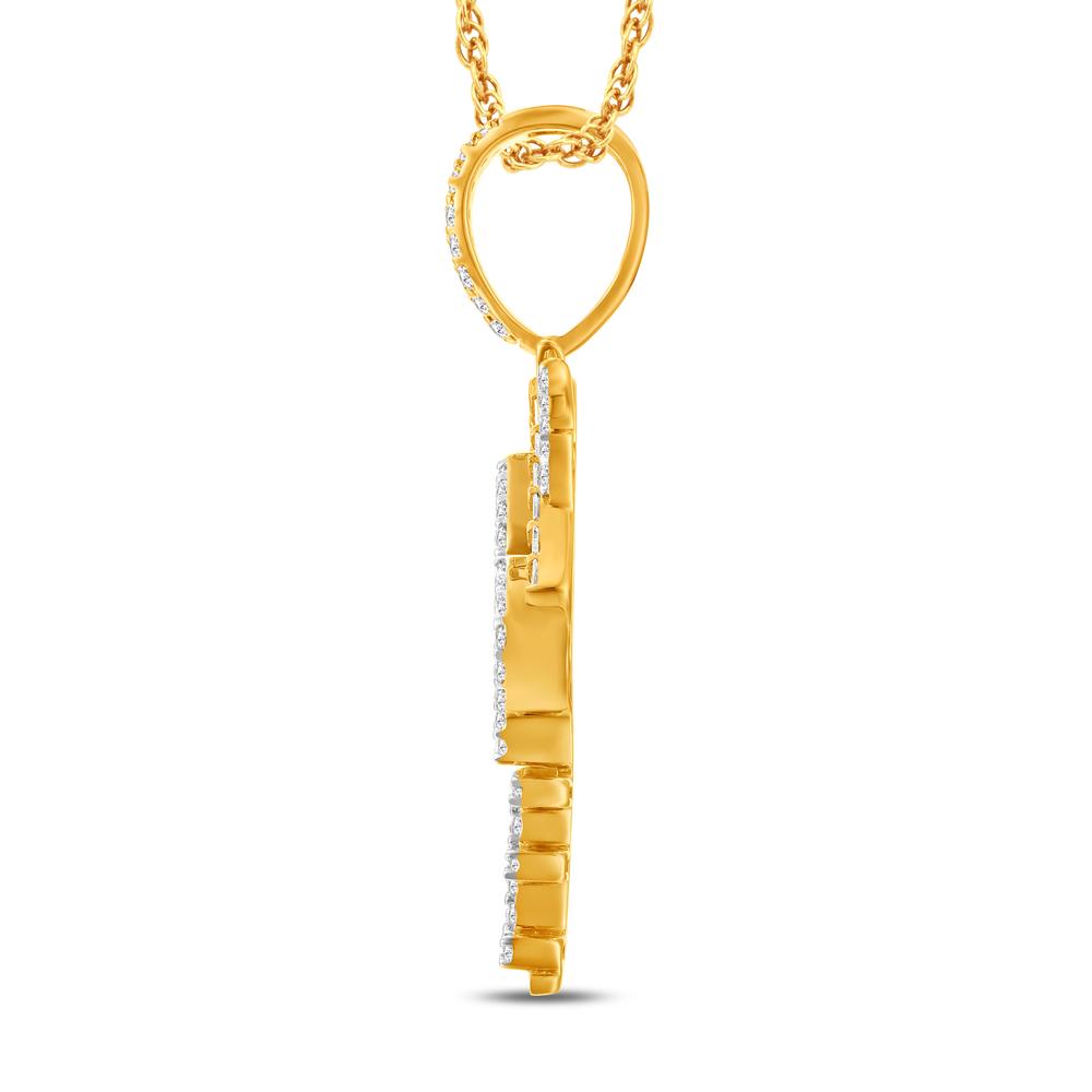 10 Karat Two-Tone (Yellow and White) Gold 1.38 Carat Diamonds House HipHop Pendant-1026317-YW