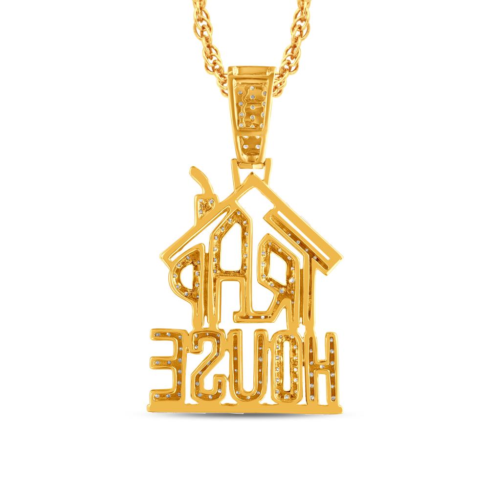 10 Karat Two-Tone (Yellow and White) Gold 1.38 Carat Diamonds House HipHop Pendant-1026317-YW