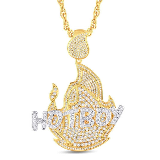 10 Karat All Yellow Gold 1.00 Carat Diamonds Hot Boy HipHop Pendant-1026321-ALY