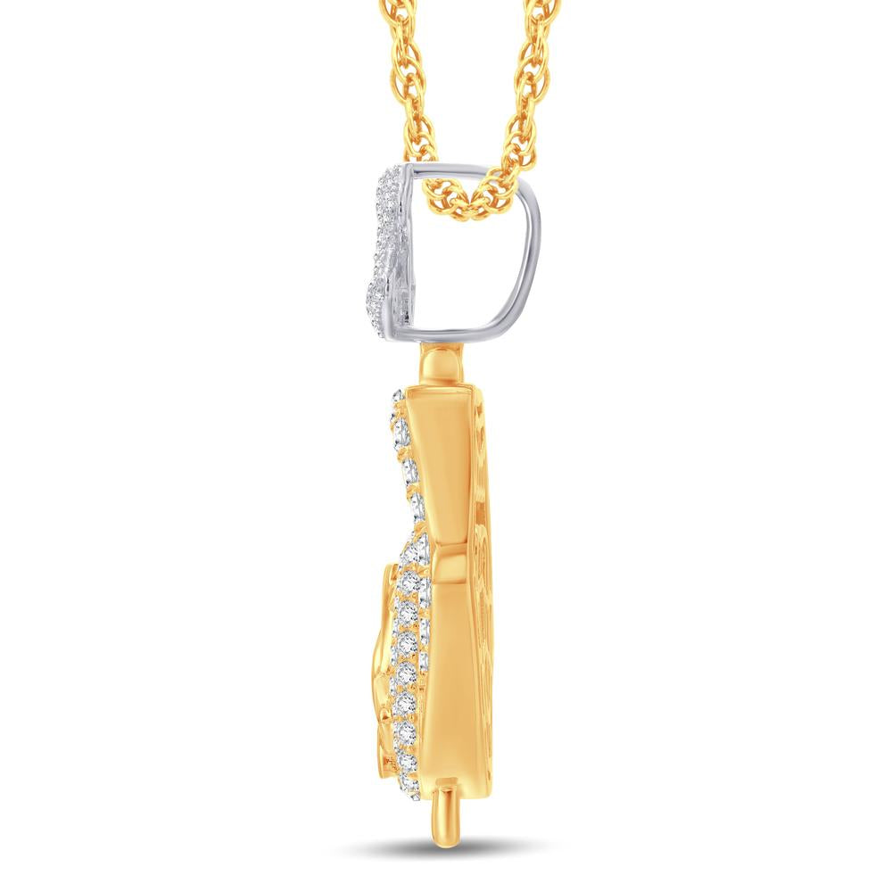 10 Karat Two-Tone (Yellow and White) Gold 0.55 Carat Diamonds Lip Money Tennis Choker HipHop Pendant-1026322-YW