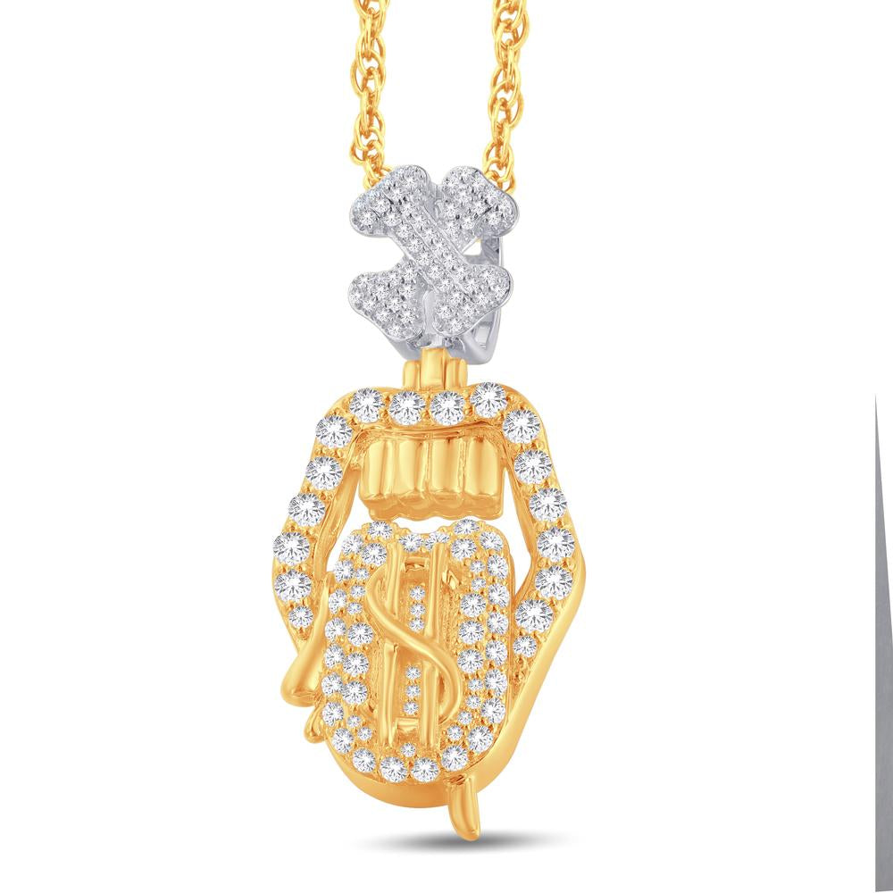 10 Karat Two-Tone (Yellow and White) Gold 0.55 Carat Diamonds Lip Money Tennis Choker HipHop Pendant-1026322-YW