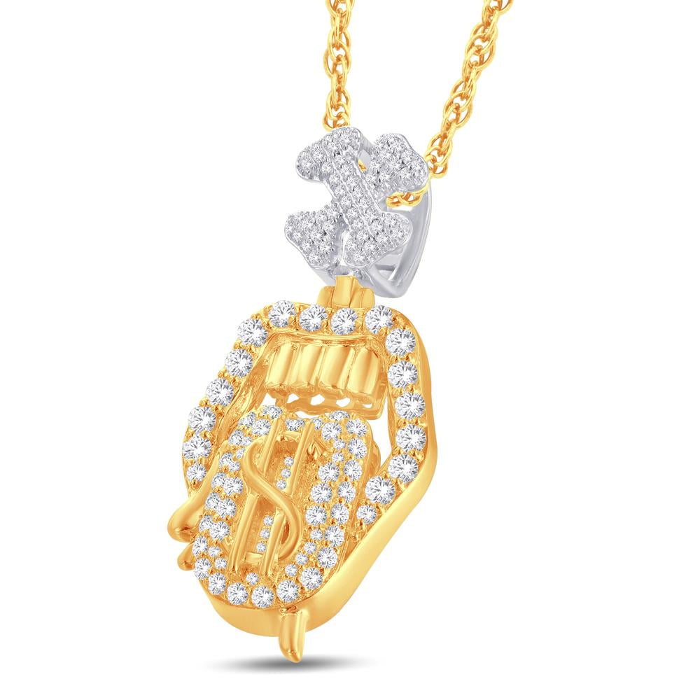 10 Karat Two-Tone (Yellow and White) Gold 0.55 Carat Diamonds Lip Money Tennis Choker HipHop Pendant-1026322-YW