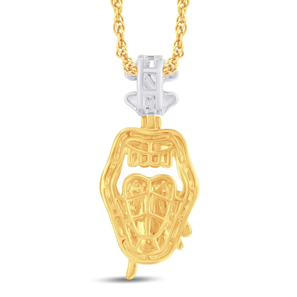 10 Karat Two-Tone (Yellow and White) Gold 0.55 Carat Diamonds Lip Money Tennis Choker HipHop Pendant-1026322-YW