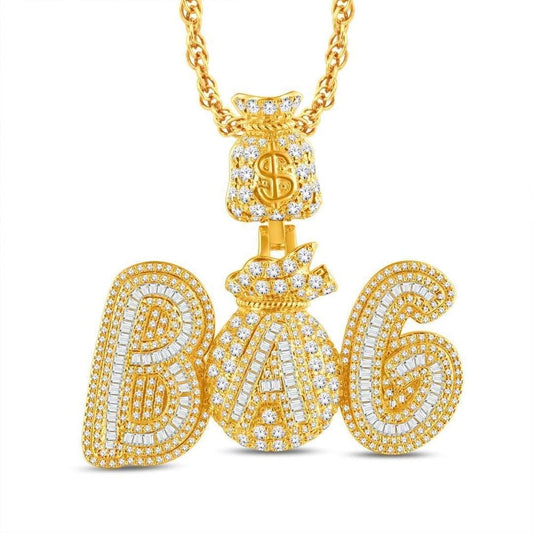 10 Karat Two-Tone (Yellow and White) Gold 2.50 Carat Diamonds Money bag HipHop Pendant-1026330-YW