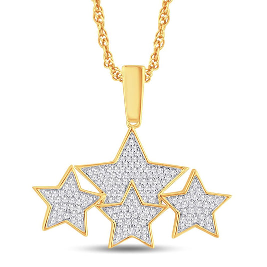 10 Karat Yellow Gold 0.36 Carat Diamonds Stars HipHop Pendant-1026334-YG