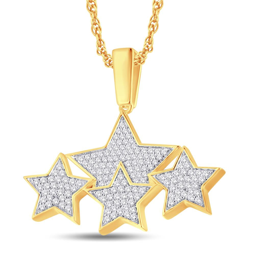 10 Karat Yellow Gold 0.36 Carat Diamonds Stars HipHop Pendant-1026334-YG