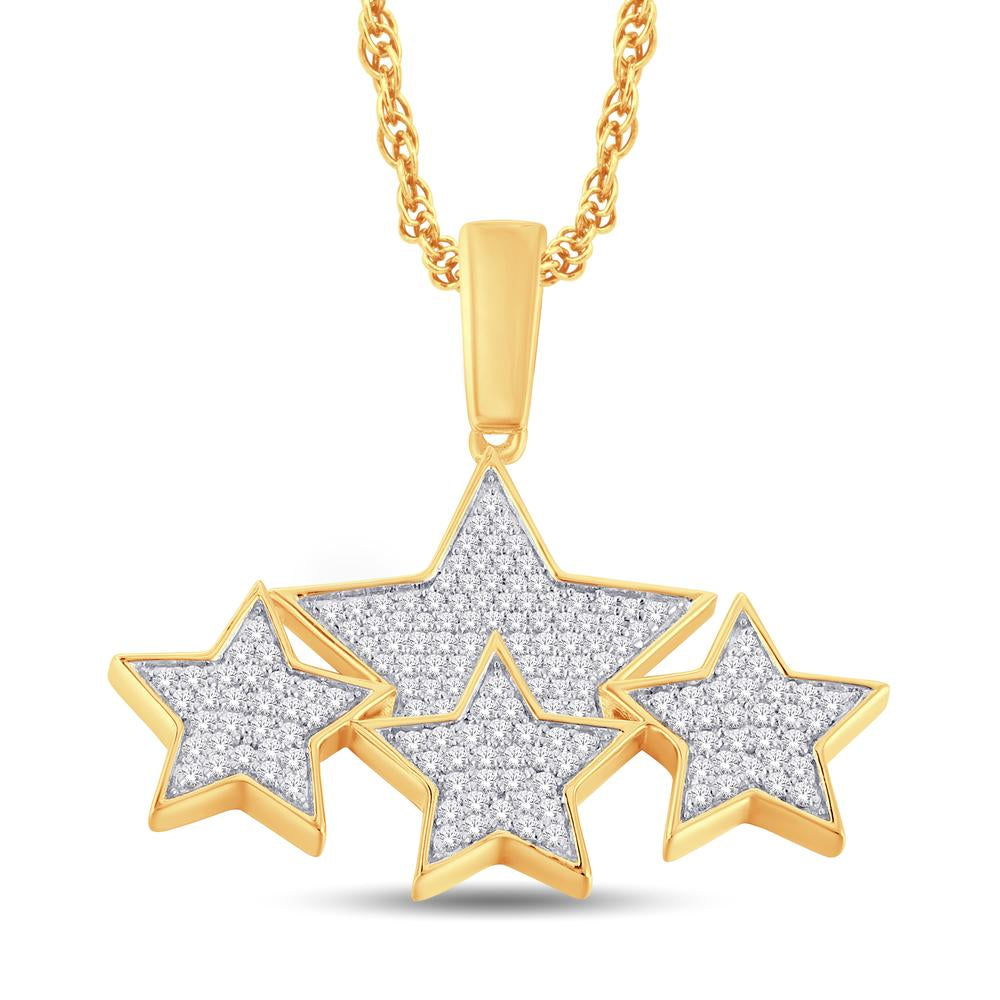 10 Karat Yellow Gold 0.36 Carat Diamonds Stars HipHop Pendant-1026334-YG