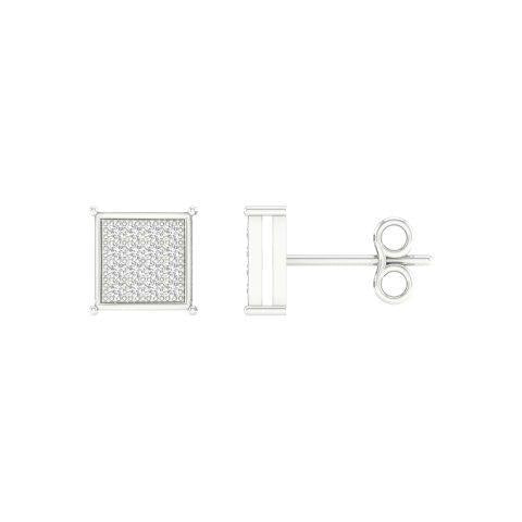 10KT 0.10CT D-MICROPAVE EARRINGS "SQUARE"