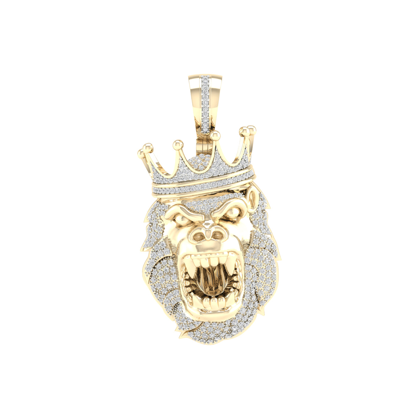 10 Karat Yellow Gold 0.75 Carat Diamonds King Kong HipHop Pendant-1027009-YG