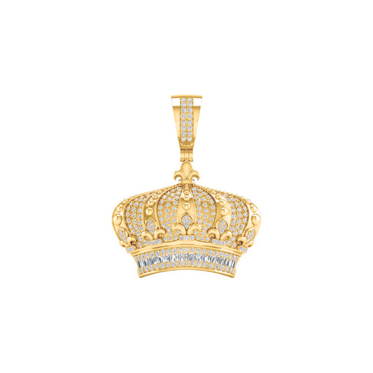 10 Karat Yellow Gold 0.75 Carat Diamonds Crown HipHop Pendant-1027012-YG