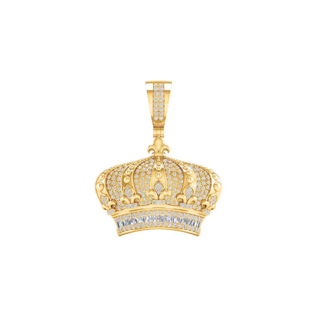 10 Karat Yellow Gold 0.75 Carat Diamonds Crown HipHop Pendant-1027012-YG