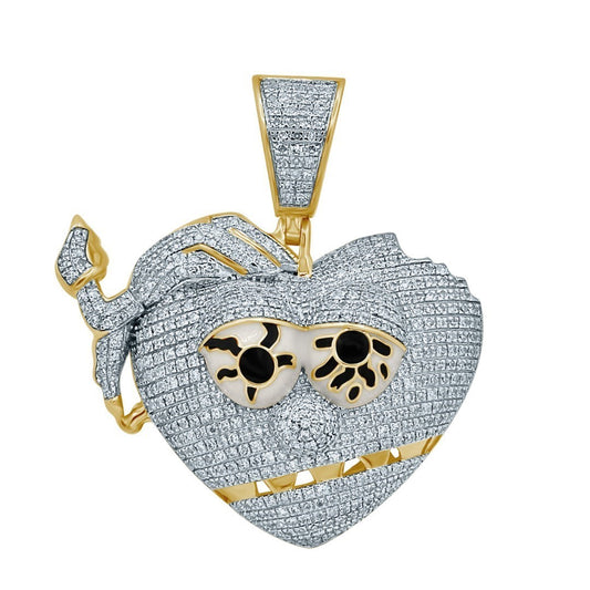 10 Karat Yellow Gold 1.25 Carat Diamonds Heart HipHop Pendant-1029424-YG