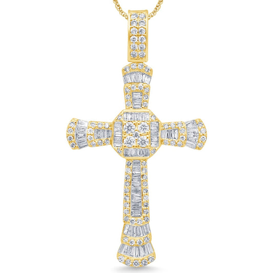 10 Karat Yellow Gold 1.33 Carat Diamonds Latin Cross HipHop Pendant-1029432-YG