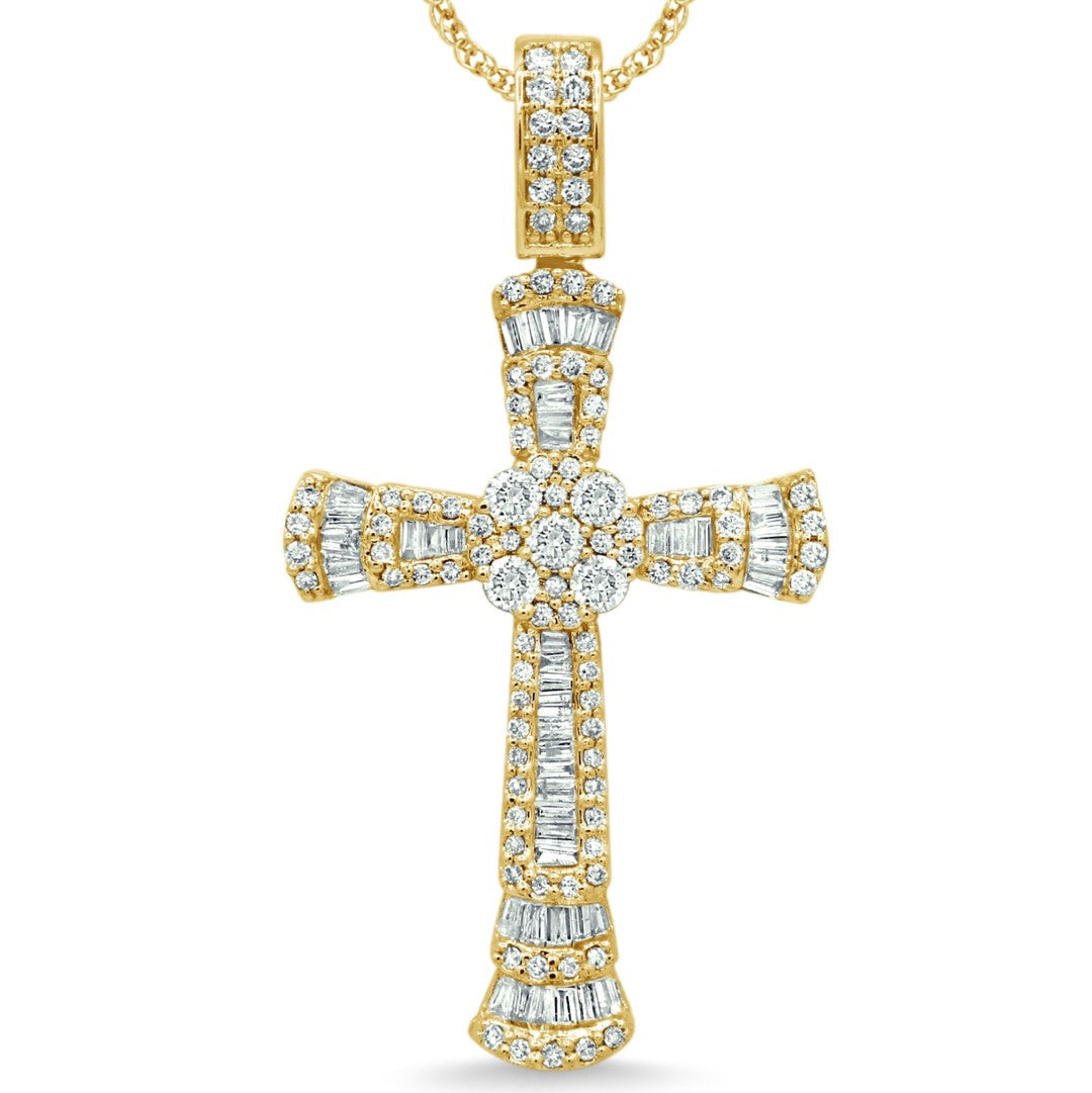 10 Karat Yellow Gold 1.33 Carat Diamonds Latin Cross HipHop Pendant-1029433-YG