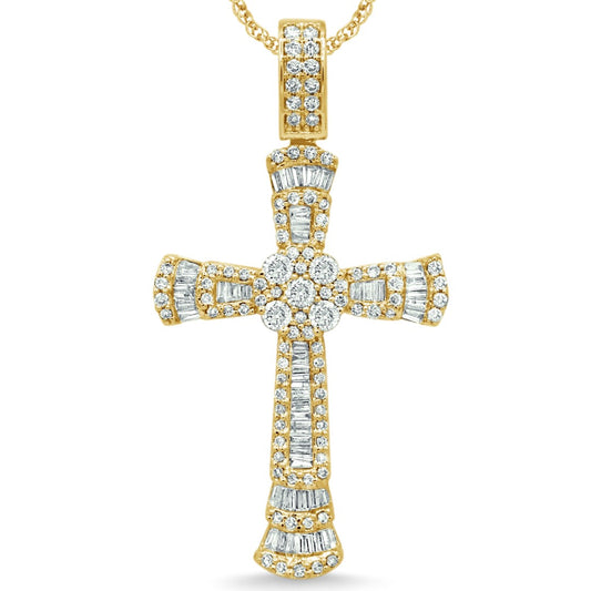 10 Karat Yellow Gold 1.33 Carat Diamonds Latin Cross HipHop Pendant-1029433-YG