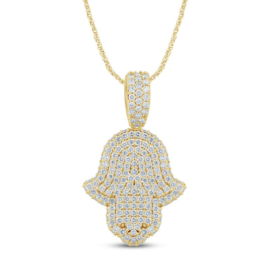 10 Karat Yellow Gold 2.50 Carat Diamonds Hamsa HipHop Pendant-1029518-YG