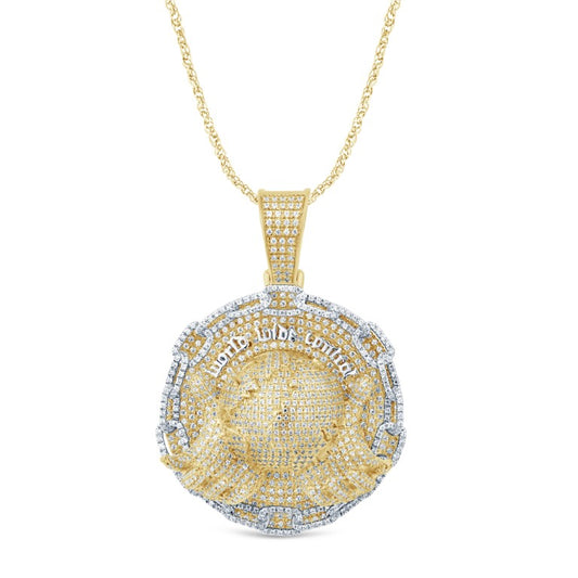 10 Karat Yellow Gold 3.13 Carat Diamonds WORLD HipHop Pendant-1029579-YG