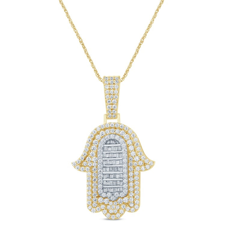 10 Karat Yellow Gold 2.00 Carat Diamonds Hamsa HipHop Pendant-1029592-YG