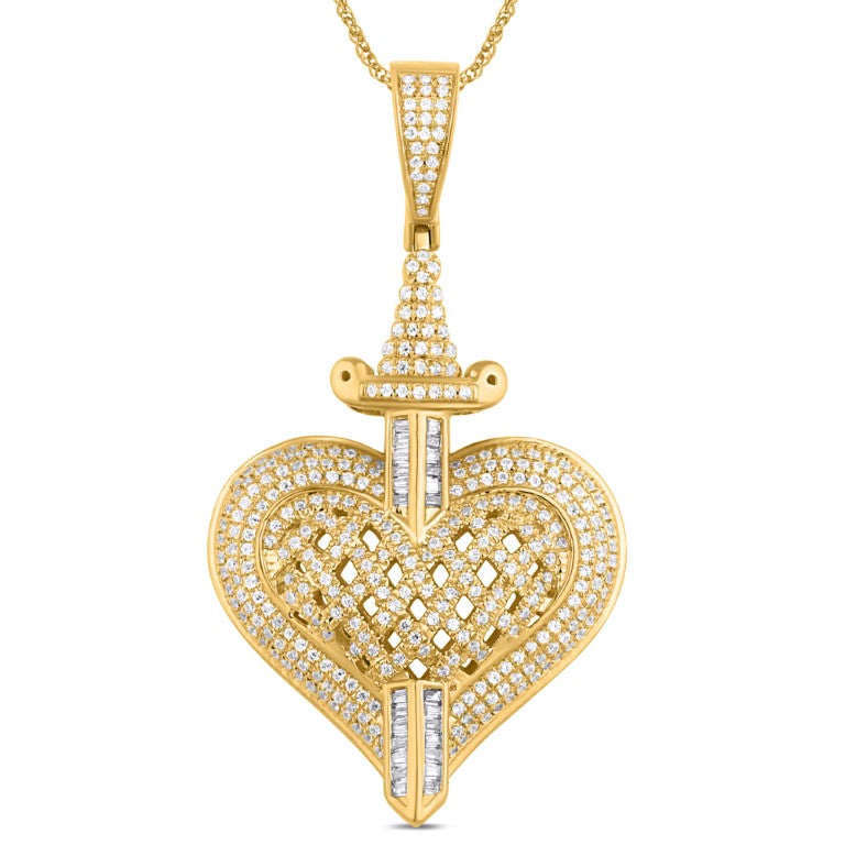 10 Karat Yellow Gold 1.00 Carat Diamonds Heart HipHop Pendant-1029598-YG