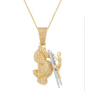 10 Karat Yellow Gold 0.82 Carat Diamonds Dollar HipHop Pendant-1029606-YG