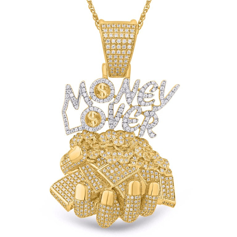 10 Karat Yellow Gold 1.20 Carat Diamonds MONEY LOVER HipHop Pendant-1029615-YG