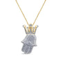 10 Karat Yellow Gold 0.75 Carat Diamonds Hamsa Hand with Crown HipHop Pendant-1029633-YG