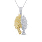 10 Karat Two-Tone (White and Yellow) Gold 1.58 Carat Diamonds Lion HipHop Pendant-1029636-WY