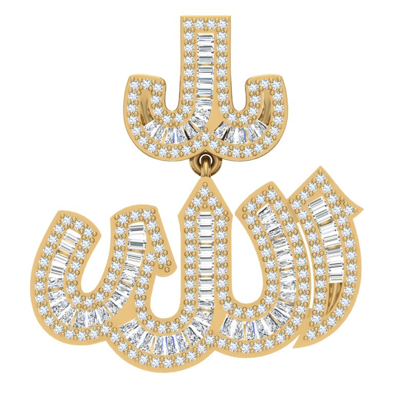 10 Karat Yellow Gold 1.17 Carat Diamonds Allah HipHop Pendant-1030000-YG