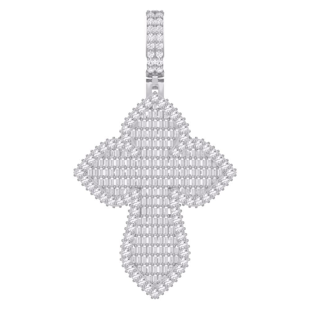 10 Karat White Gold 3.18 Carat Diamonds Latin Cross HipHop Pendant-1030011-WG