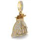 14 Karat Yellow Gold 3.50 Carat Diamonds Allah Name on Money Bag HipHop Pendant-1030018-YG