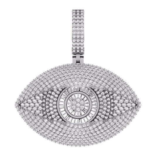 14 Karat White Gold 3.12 Carat Diamonds Evil Eye HipHop Pendant Charm-1030019-WG