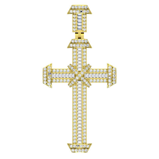 14 Karat Yellow Gold 1.88 Carat Diamonds Latin Cross HipHop Pendant-1030021-YG