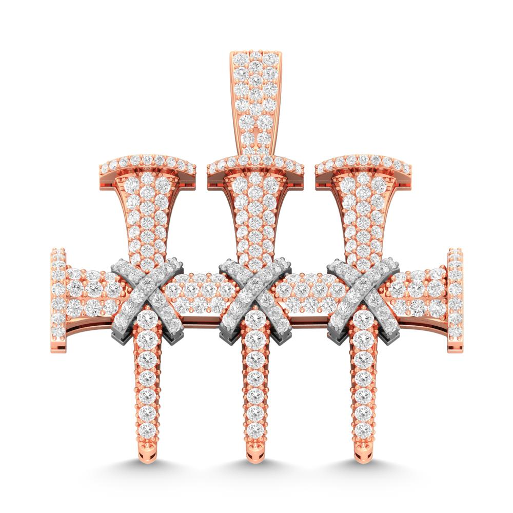 10 Karat Two-Tone (Rose and White) Gold 2.10 Carat Diamonds Latin Cross HipHop Pendant-1030027-RW