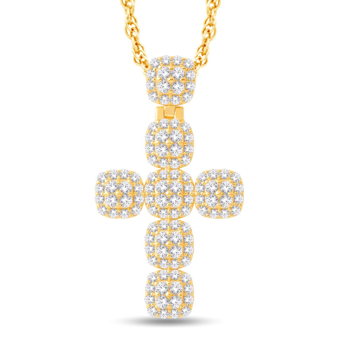 14 Karat All Yellow Gold 2.50 Carat Diamonds Designer Cross HipHop Pendant-1032008-ALY