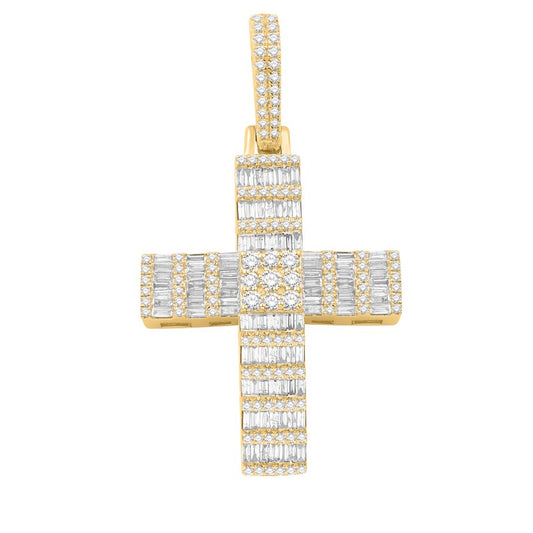 10 Karat Yellow Gold 1.41 Carat Diamonds Latin Cross HipHop Pendant-1032065-YG